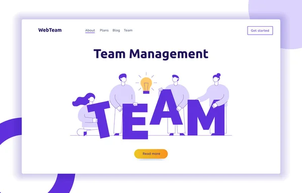 Vektor teamwork och affärs strategi webb sida banner designmall med stora moderna platt linje människor. — Stock vektor