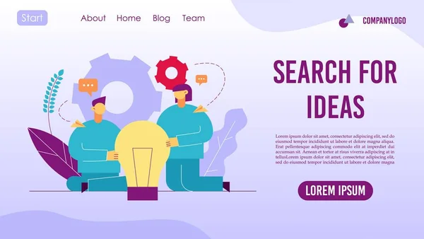 Equipo creativo idea de búsqueda concepto landing page — Vector de stock