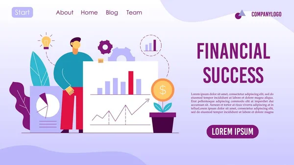 Conceito de design de landing page de gestão de negócios financeiros — Vetor de Stock