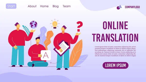 Online vertaling concept van een vreemde taal tolk app — Stockvector