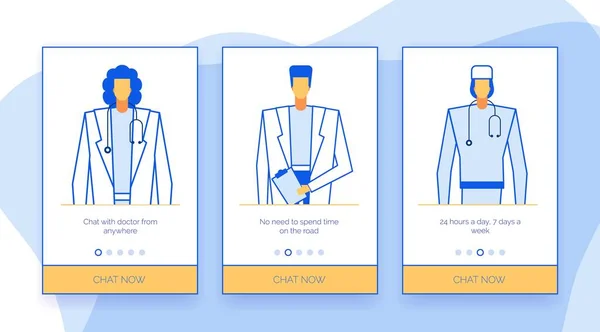 オンラインサービスのコンセプト、医療チャットサービスセット — ストックベクタ