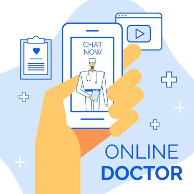 Sağlık hizmeti konsepti, web sayfası, iletişim uygulaması reklamı