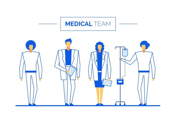Doctor surgeon nurse medical team clinic staff. Practitioner character in uniform holding patient card, dropper, stethoscope. People profession, occupation Hospital, laboratory. Healthcare medicine