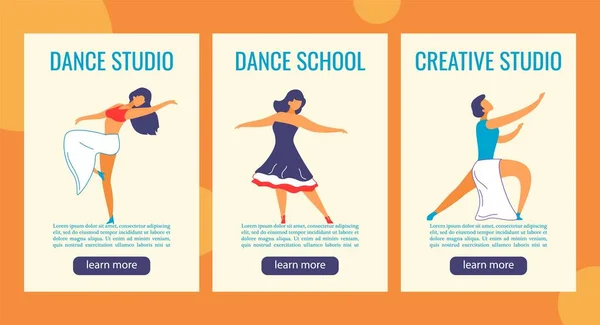 Dansen platte stripfiguren Web banner verhalen set Rechtenvrije Stockvectors