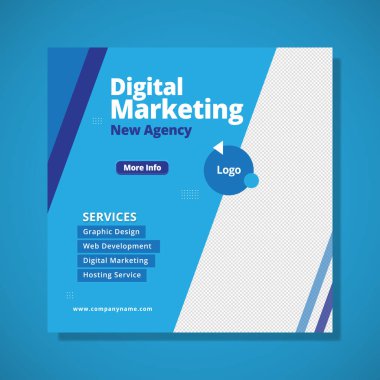 Şirketiniz veya şirketiniz için Cyan arkaplan rengi içeren Ajans kare Flyer şablonu