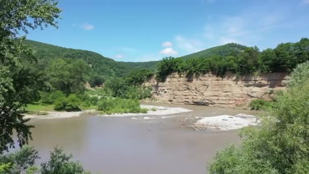 Westelijke Kaukasus Kamennomostky Dorp Belaya Rivier Zomer — Stockvideo