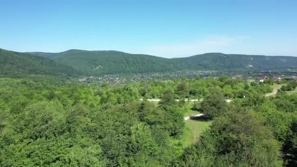 Westelijke Kaukasus Panorama Van Het Dorp Kamennomostky Van Kant Van — Stockvideo