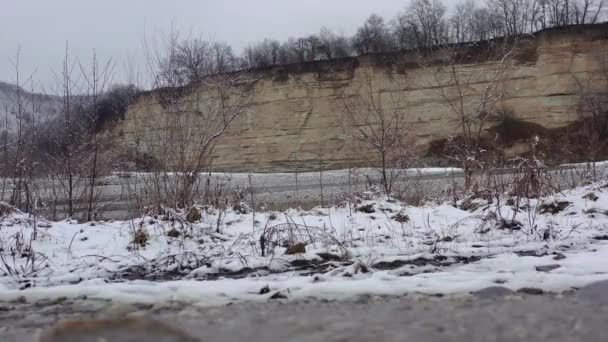 Westkaukasus Kamennomostky Dorf Belaya Fluss Winter — Stockvideo
