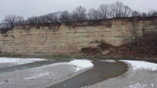 Westelijke Kaukasus Kamennomostky Dorp Belaya Rivier Winter — Stockvideo