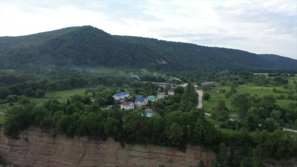 Western Caucasus Settlement Kamennomostky Floodplain Belaya River Evening — Stock Video