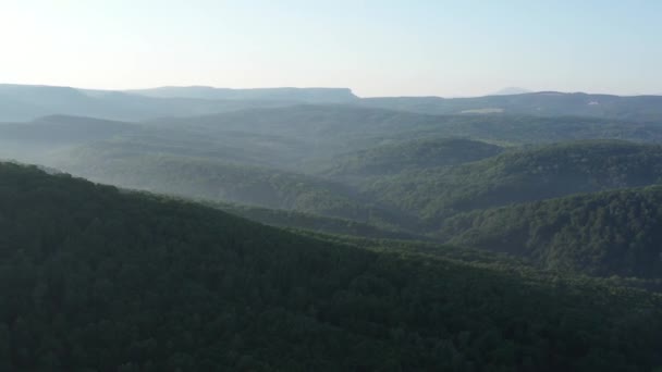 Western Caucasus Panorama Surroundings Village Kamennomostky Bird Eye View Dawn — Stock Video