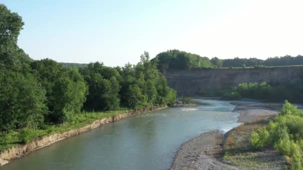 Western Caucasus Belaya River Foothills Caucasus Shot Morning Quadcopter — Stock Video