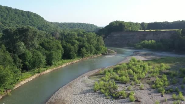 Westelijke Kaukasus Belaya Rivier Uitlopers Van Kaukasus Ochtends Neergeschoten Vanuit — Stockvideo