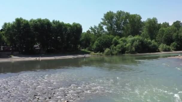 Western Caucasus Belaya River Village Kamennomostokom Filmed Noon Quadcopter — Stock Video