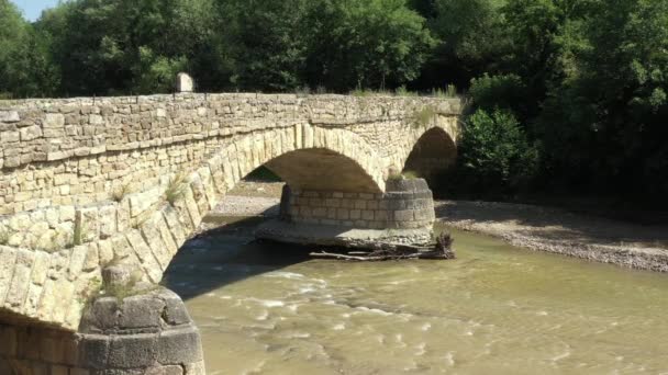 Westelijke Kaukasus Oude Dakhovsky Brug Het Dorp Dakhovskaya Brug Werd — Stockvideo