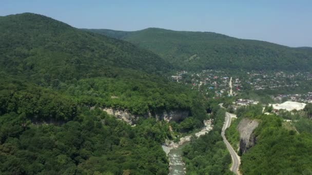 Westelijke Kaukasus Belaya River Gorge Steenbruggroeve Uitzicht Vanaf Het Mishoko — Stockvideo