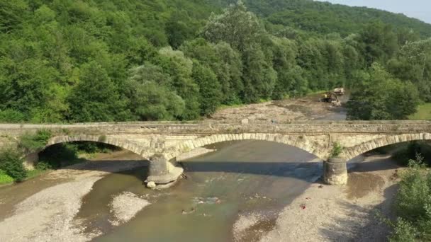 Cáucaso Occidental Viejo Puente Dakhovsky Pueblo Dakhovskaya Puente Fue Construido — Vídeos de Stock