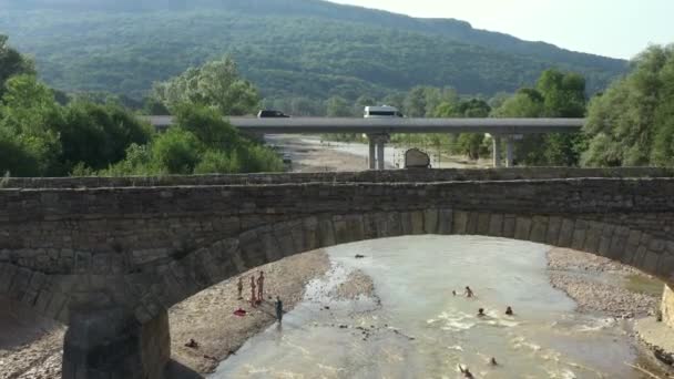 Västra Kaukasus Den Gamla Dakhovskij Bron Byn Dakhovskaja Bron Byggdes — Stockvideo