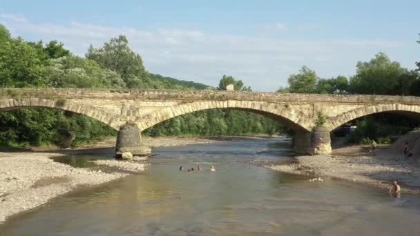 Západní Kavkaz Starý Dakhovský Most Vesnici Dakhovskaya Most Byl Postaven — Stock video