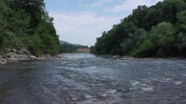 Западный Кавказ Река Белая Пороги Выходе Каньона Хаджох Каменномостки — стоковое видео