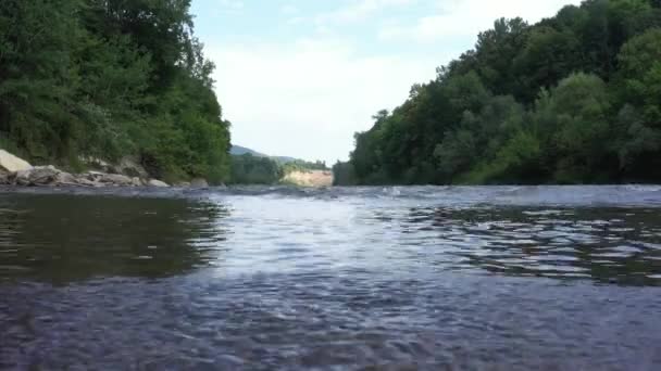 Western Caucasus Belaya River Its Rapids Exit Khadzhokh Canyon Village — Stock Video