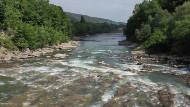 Western Caucasus Belaya River Its Rapids Exit Khadzhokh Canyon Village — Stock Video