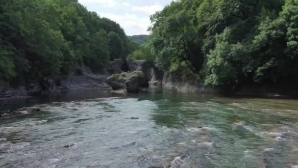 Δυτικός Καύκασος Ποταμός Belaya Ορμητικά Νερά Του Στην Έξοδο Από — Αρχείο Βίντεο
