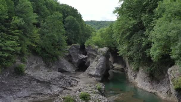 Western Caucasus Belaya River Its Rapids Exit Khadzhokh Canyon Village — Stock Video