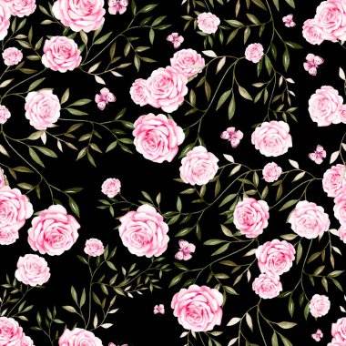 Suluboya gül çiçek ile Seamless modeli.