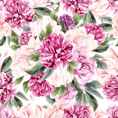 Şakayık çiçekleri ile suluboya desen. 