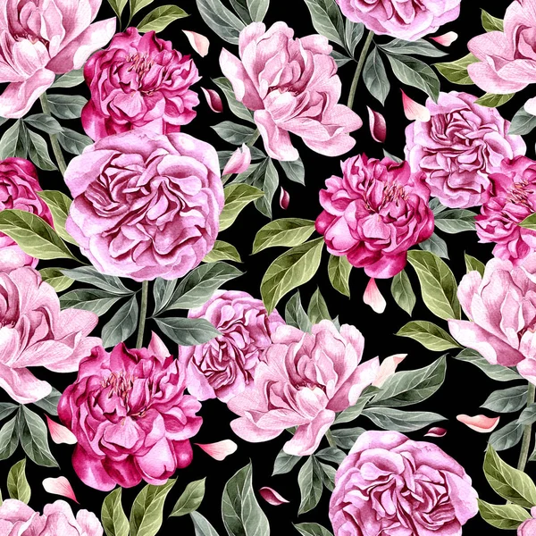 Akvarell minta bazsarózsa virágok. — Stock Fotó