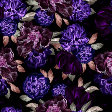 Şakayık çiçekleri ile suluboya desen. 