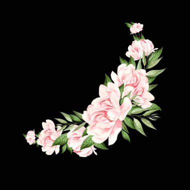 Güzel suluboya düğün buket şakayık ve okaliptüs