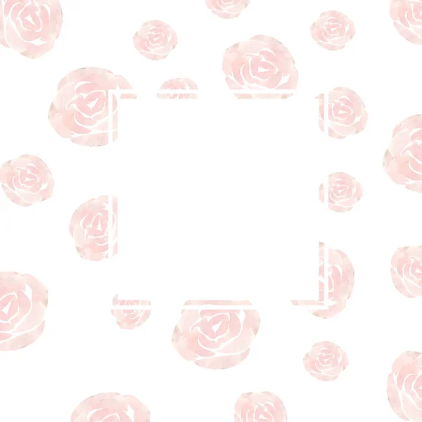 Hermosa tarjeta de boda acuarela con flores rosas. Ilustración —  Fotos de Stock