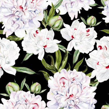 Şakayık çiçekli, kusursuz bir suluboya desen. 