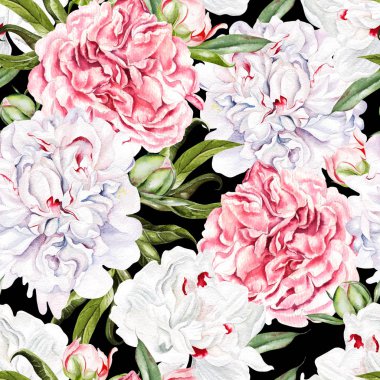 Şakayık çiçekli, kusursuz bir suluboya desen. 