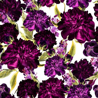 Şakayık çiçekler ile parlak suluboya dikişsiz desen.