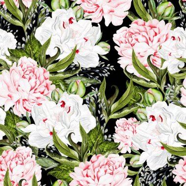 Şakayık çiçekli, kusursuz bir suluboya desen. 