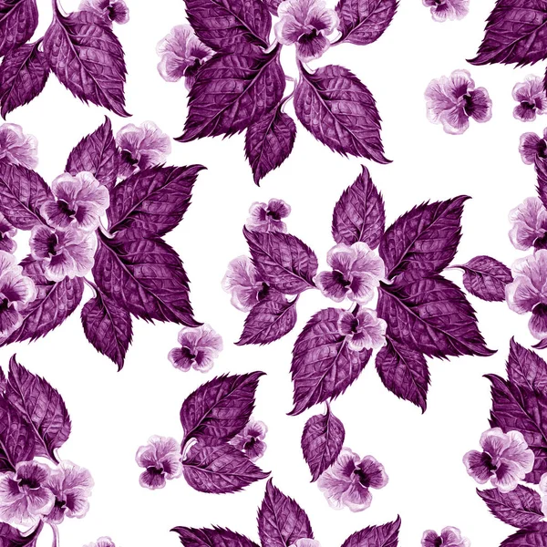 Padrão sem costura aquarela brilhante com flores violetas . — Fotografia de Stock