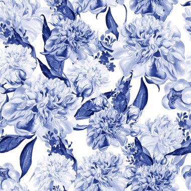 Şakayık çiçekler ile parlak suluboya dikişsiz desen.