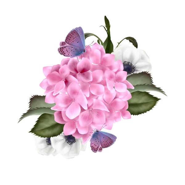 Vackert bröllop bukett med hortensia blommor. — Stockfoto