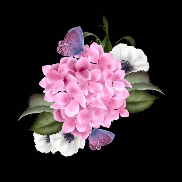 Piękny bukiet ślubny z kwiatów hortensji. — Zdjęcie stockowe