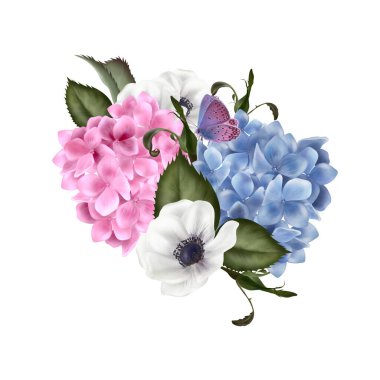 Gül ve ortanca çiçekli güzel bir düğün.. 