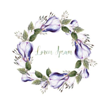 Çiçekli suluboya düğün çelengi. 