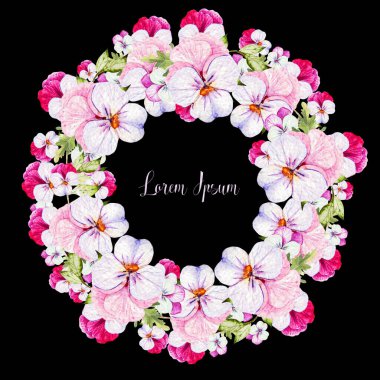 Yumuşak çiçekli suluboya çelenk. 