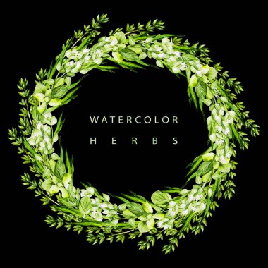 Bitkilerle suluboya çelenk ve mikroyeşil. 