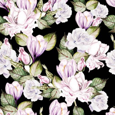 Güzel suluboya düğün desenleri gül çiçekleri ve kruvazörle.