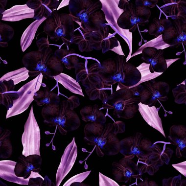 Orkide çiçekleri ile ters çevirmede kusursuz bir desen. Görüntü.