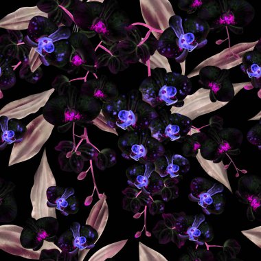 Orkide çiçekleri ile ters çevirmede kusursuz bir desen. Görüntü.