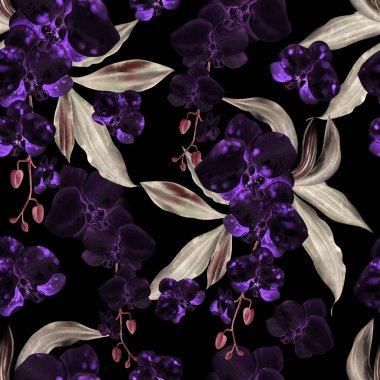 Orkide çiçekleri ile ters çevirmede kusursuz bir desen. Görüntü.